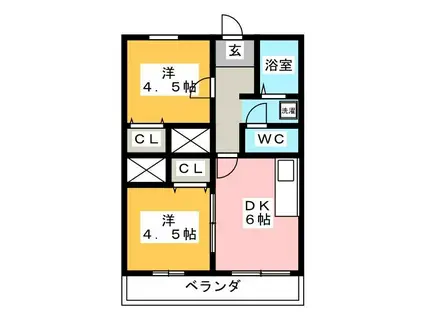 樽見鉄道 十九条駅 徒歩12分 2階建 築29年(2DK/1階)の間取り写真