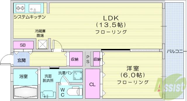 ウエストコーポ1(1LDK/1階)の間取り写真