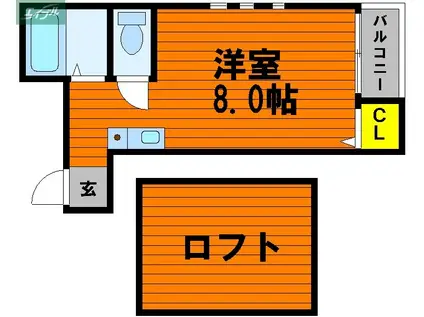 ワールドビレッジLIKU(ワンルーム/2階)の間取り写真