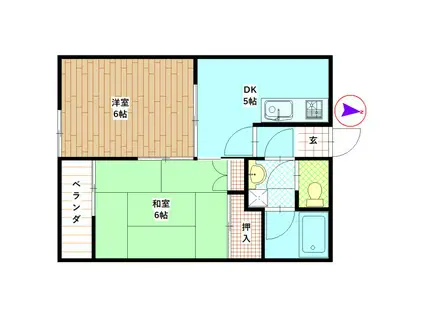 プチハイツ松清(2DK/1階)の間取り写真