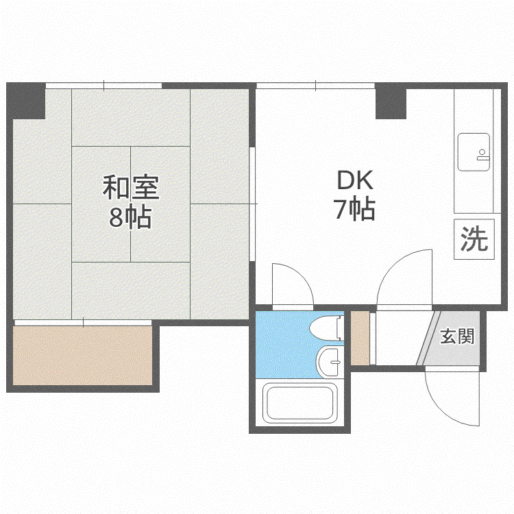ユーハイム北24条(1DK/4階)の間取り写真