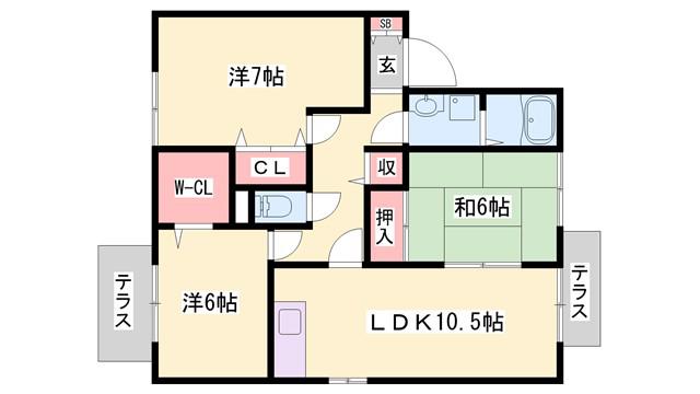 セジュールヒルトップA棟(3LDK/2階)の間取り写真