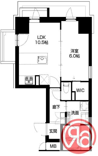LA CASA 石ケ辻(1LDK/2階)の間取り写真