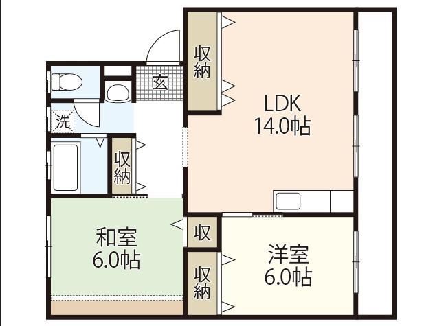 SGMマンション皆賀(2LDK/1階)の間取り写真