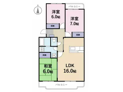 リヴII(3LDK/3階)の間取り写真
