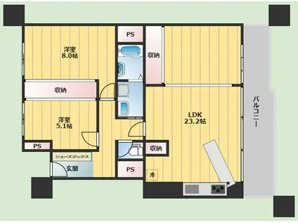 メゾン千里D3棟(3LDK/9階)の間取り写真