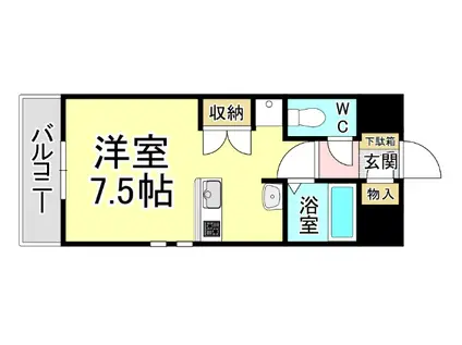 北口幹線ビル(1K/6階)の間取り写真