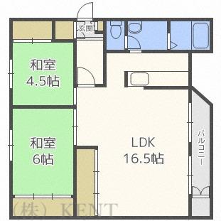 /西野ハイツB棟(2LDK/3階)の間取り写真