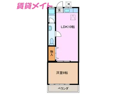 サンリバーハイツ(1LDK/2階)の間取り写真