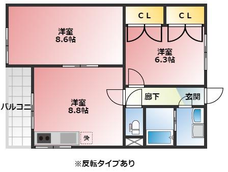 ドミール・アトレ(2DK/2階)の間取り写真