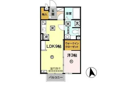 リビングタウン紀三井寺A棟(1LDK/1階)の間取り写真