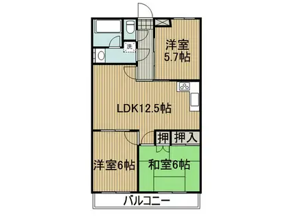 ロイヤルメゾン青葉(2LDK/3階)の間取り写真