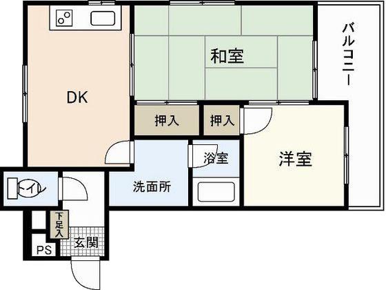 7FUKAGAWA(2DK/4階)の間取り写真