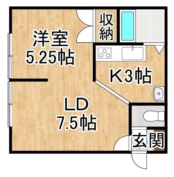 シャルム東光(1LDK/2階)の間取り写真