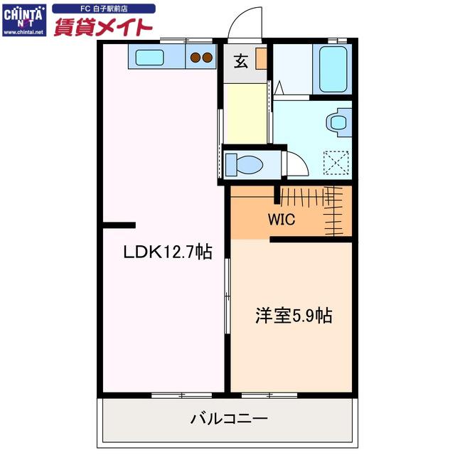 エスポアールMIDA B(1LDK/1階)の間取り写真