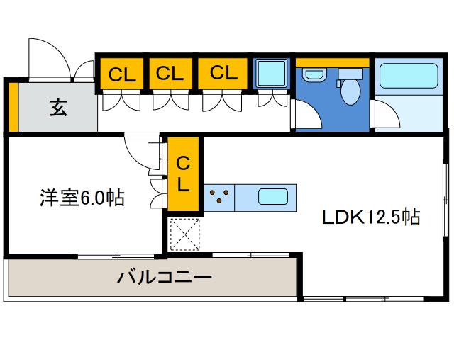 グラスホッパー(1LDK/9階)の間取り写真
