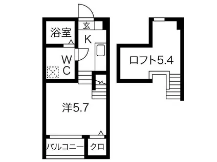 プレンフルIII(1K/1階)の間取り写真