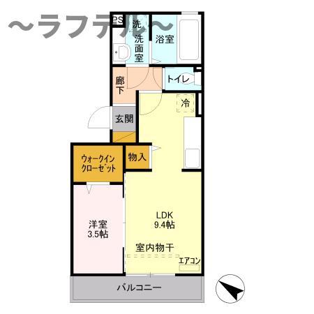 カーサリリオ(1LDK/1階)の間取り写真