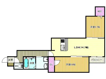 マヨール御舟町(2LDK/2階)の間取り写真