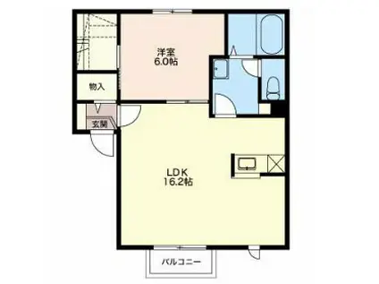 ラ フレッサ A・B棟(1LDK/2階)の間取り写真