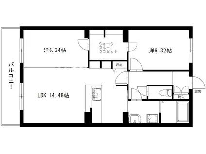 エーデルワイス(2LDK/4階)の間取り写真