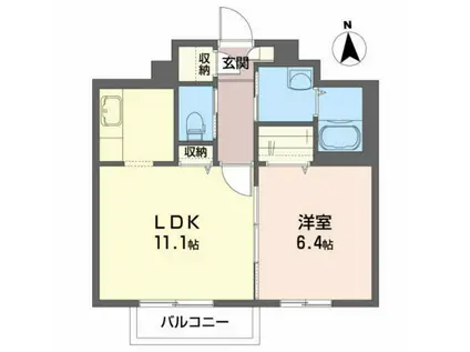 シャロム鎌倉II(1LDK/1階)の間取り写真