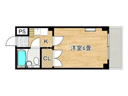 サワーハイツ北庄町(1K/4階)の間取り写真