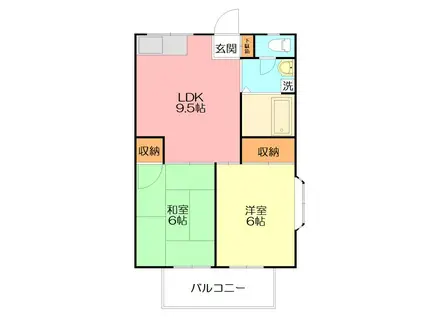 ハイツ三橋(2LDK/1階)の間取り写真