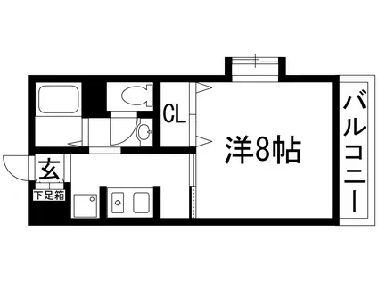 ルミエール売布(1K/2階)の間取り写真