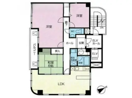 山和ビル(3LDK/4階)の間取り写真