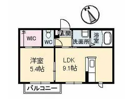 クレール藤 A棟(1LDK/2階)の間取り写真