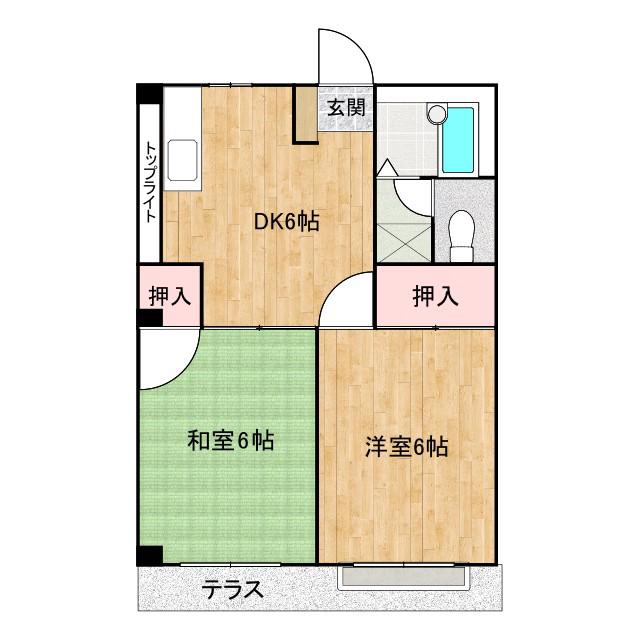 エルディム希望(2DK/1階)の間取り写真