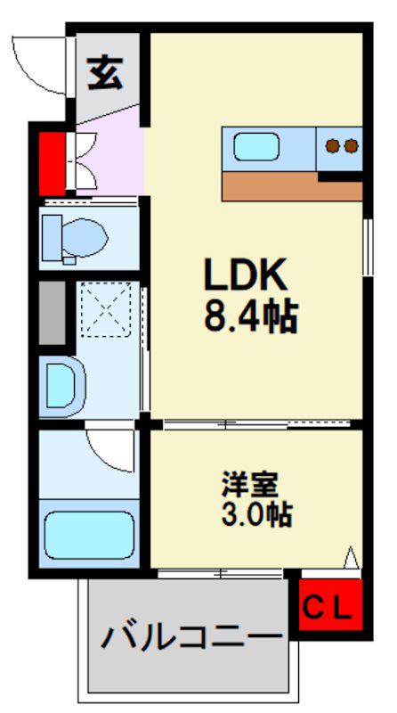 重住3丁目アパート(1LDK/2階)の間取り写真