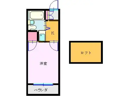 レオパレスくぬぎ山第一(1K/2階)の間取り写真