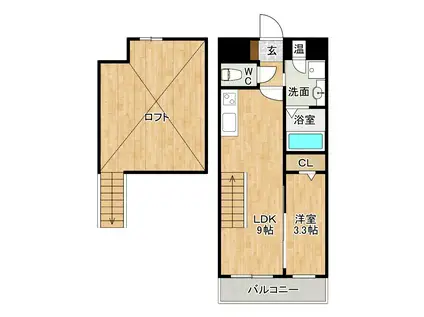 エリオスコート小倉(1LDK/13階)の間取り写真
