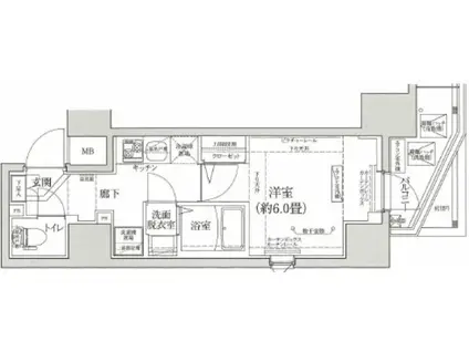 ルフレプレミアム横浜リーヴァ(1K/4階)の間取り写真