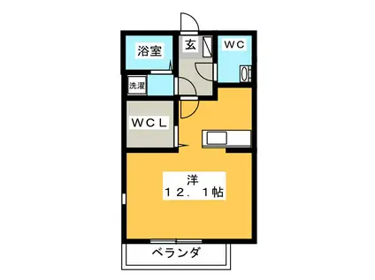 千歳第5(ワンルーム/2階)の間取り写真