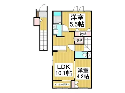 パーク・ヒルズII(2LDK/2階)の間取り写真