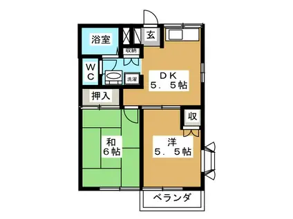 戸塚タウンハウス齋藤A棟(2DK/2階)の間取り写真