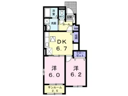 メープルハウス A(2DK/1階)の間取り写真