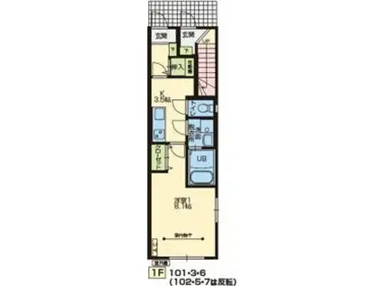 MAISON DE HIBOU D(1K/1階)の間取り写真