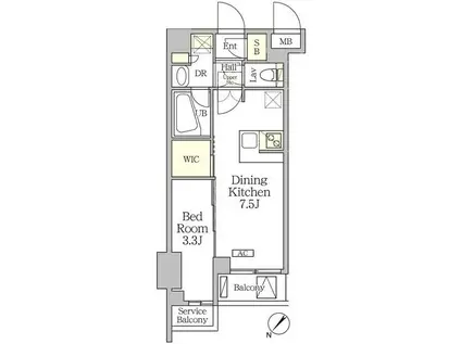 アジールコート池尻大橋(1DK/3階)の間取り写真