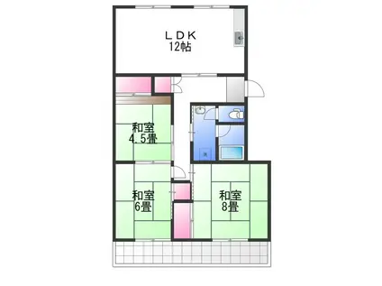 泉北宮山台団地3号棟(3LDK/1階)の間取り写真