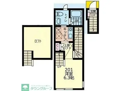 コンフォート八王子(1K/2階)の間取り写真