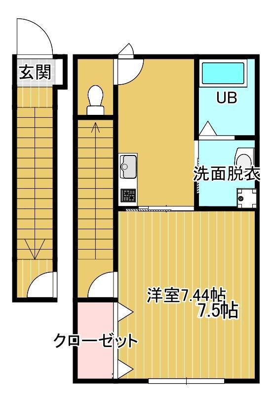 MALLOW B(1K/2階)の間取り写真