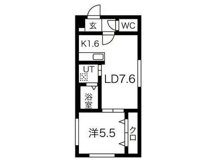 PULCINO(1LDK/4階)の間取り写真