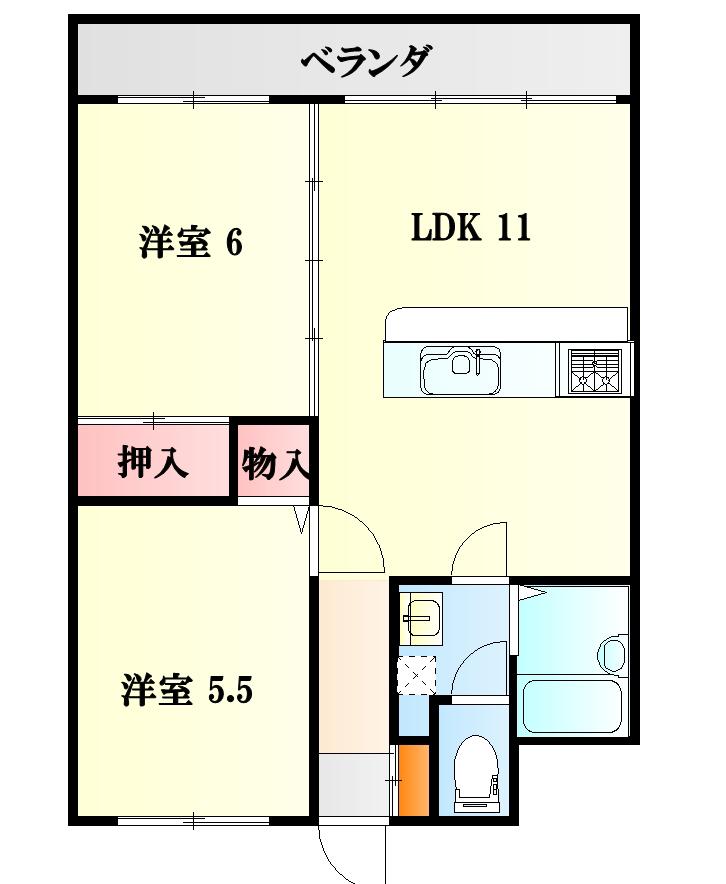 リーゼンラート三葛(2LDK/4階)の間取り写真