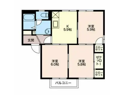 ディアス広畑(3K/1階)の間取り写真