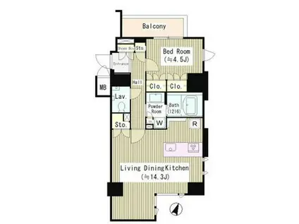 ラティオ南青山(1LDK/4階)の間取り写真