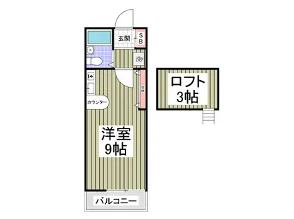 カーザソフィア(ワンルーム/2階)の間取り写真